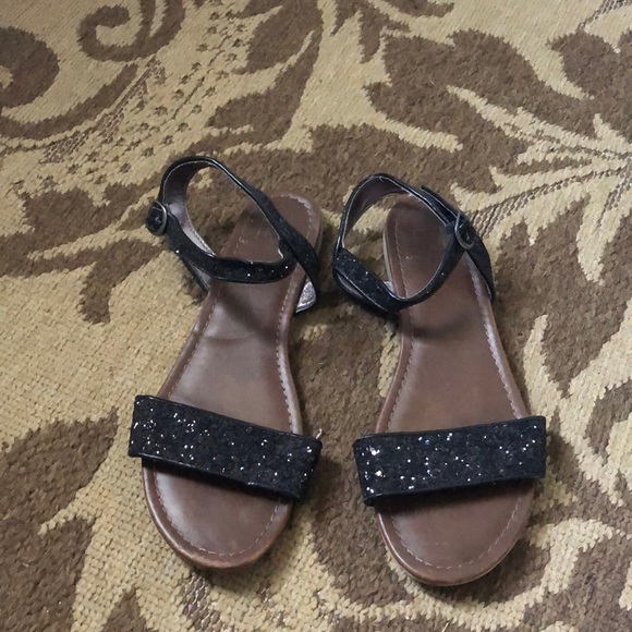 Material Girl Shoes - 8.5 black glitter sandals